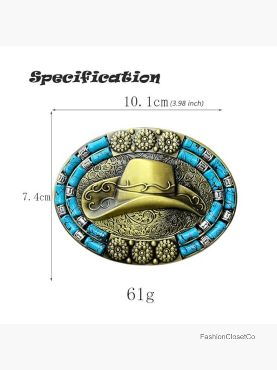 Western Cowgirl Belt Buckle Turquoise Wood Bead Inlay Zinc Alloy